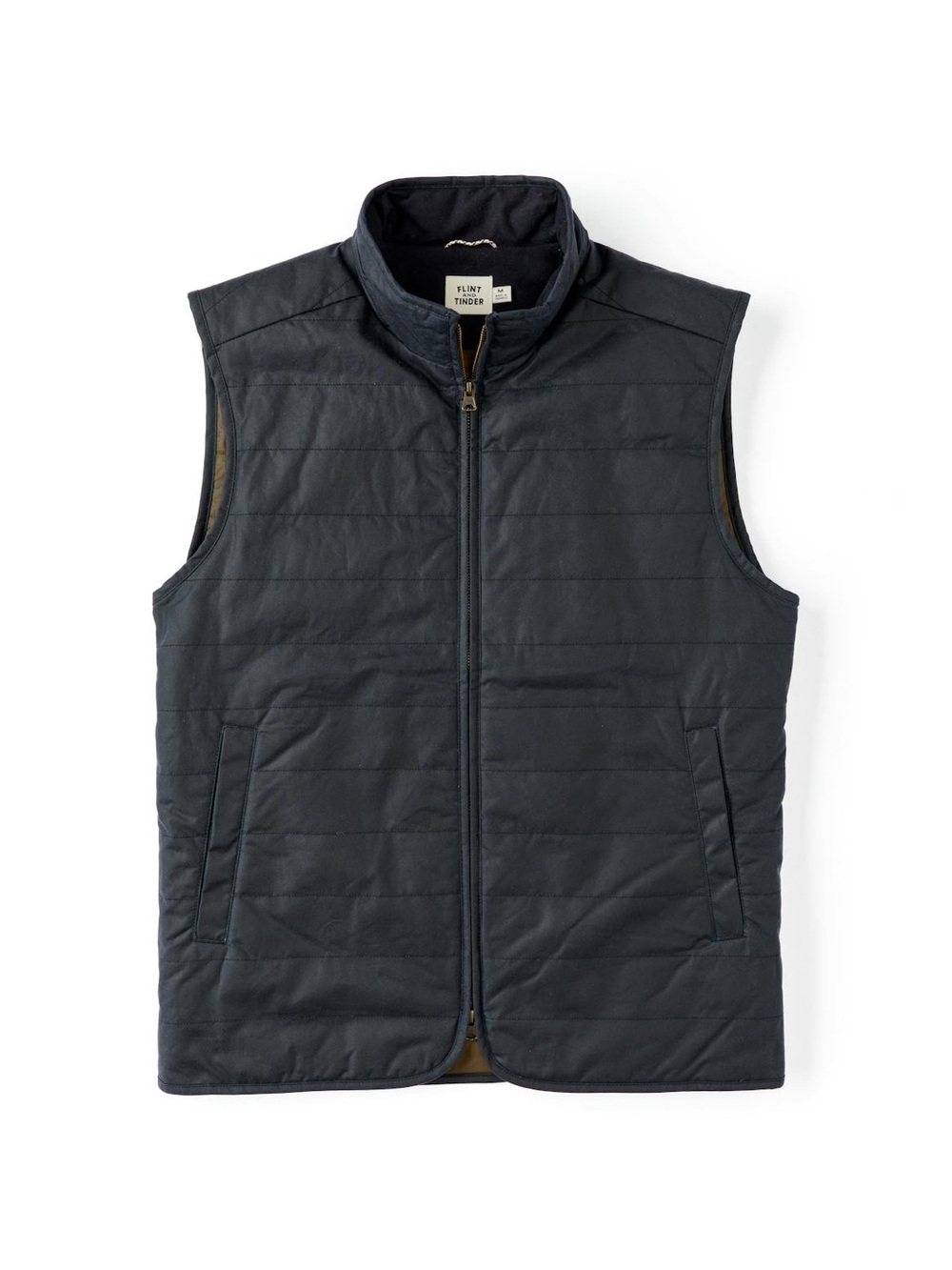 Flint and Tinder York Quilted Vest Waxed Canvas Water Resistant Navy Blue Small